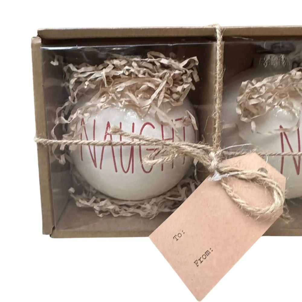 Rae Dunn Christmas Ornaments Naughty & Nice